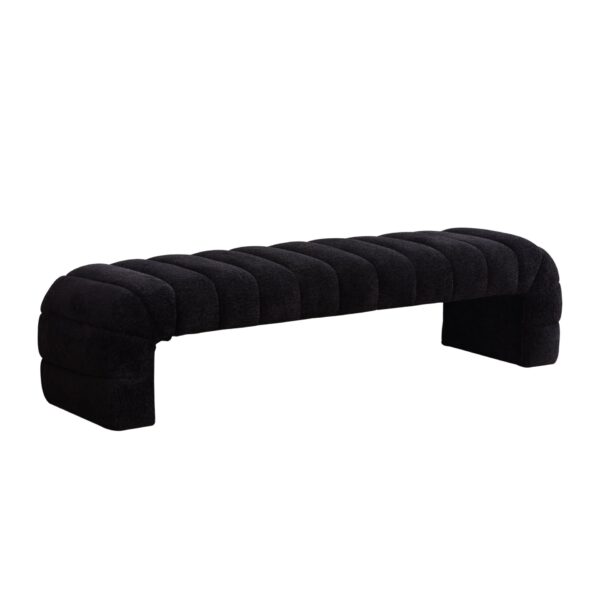 Modern Upholstered Armless Bed Bench With Channel Tufted Design Chenille - Black