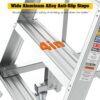 Heavy Duty Aluminum 4 Step Rolling Platform Ladder With 375Lbs Capacity And Safety - Silver - Image 9