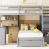 Full Over Twin Bunk Bed With Desk, Drawers And Shelves - Gray - Image 18