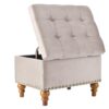 Retro Style Square Velvet Upholstered Ottoman With Storage, Elegant Design - Pink - Image 5