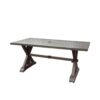 Modern Outdoor Dining Table With Slatted Aluminum Top And X Shaped Legs, Umbrella Hole - Dark Gray - Image 6