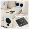 Sectional With Bluetooth Speakers L Shaped Couch With Console USB Charger, Cup Holders Storage Ottoman Deep And Wide Seat Cloud Sofa - Cream - Image 18