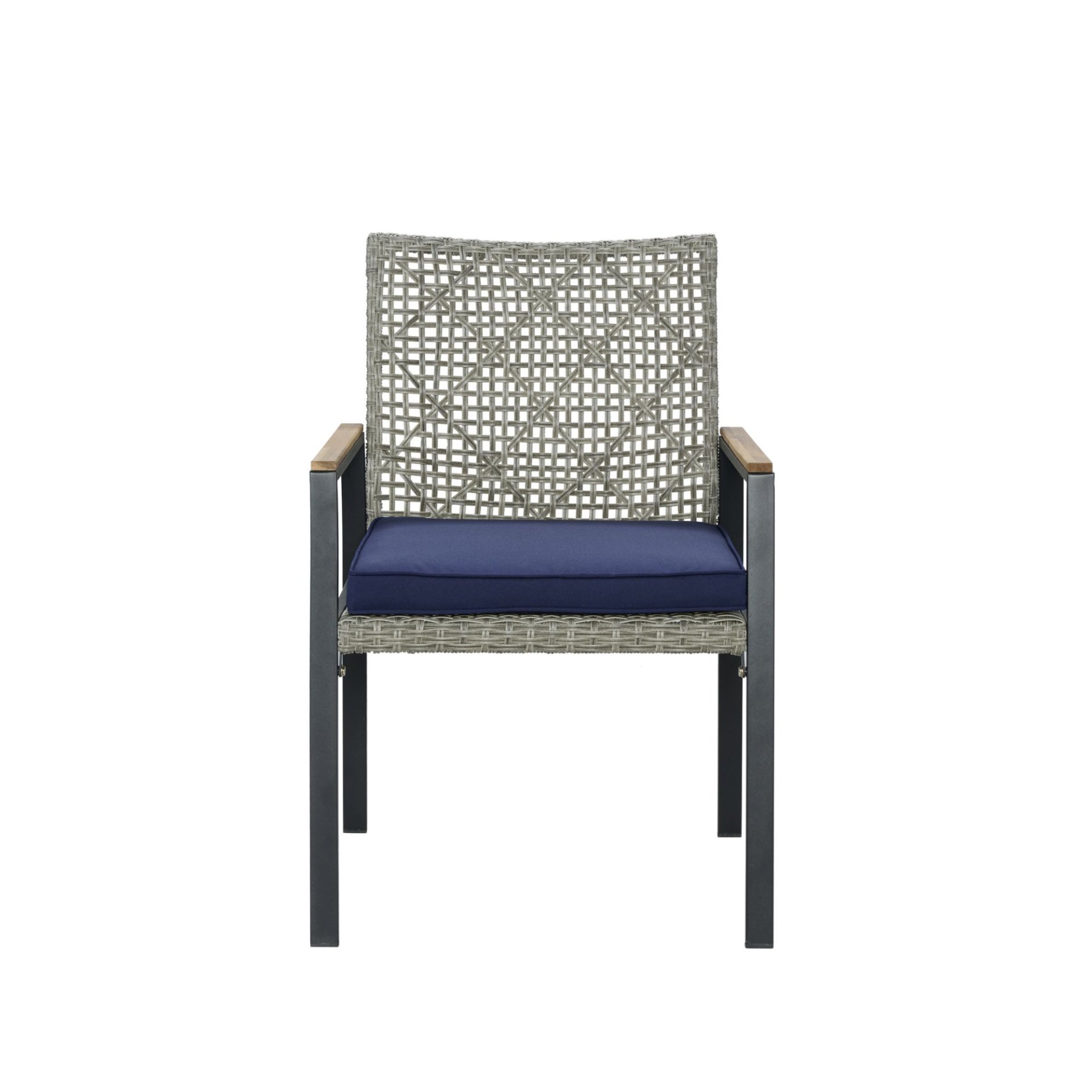 All Weather 5 Piece Patio Dining Table Sets With Acacia Wood Top And Umbrella Hole, Rattan Outdoor - Light Gray - Image 11