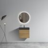 Alice - U090-Alice24W-106 Natural Oak Bathroom Vanity With Sink, Large Storage Wall Mounted Floating Bathroom Vanity For Modern Bathroom, One-Piece Black Sink Basin Without Drain - Light Oak - Image 2