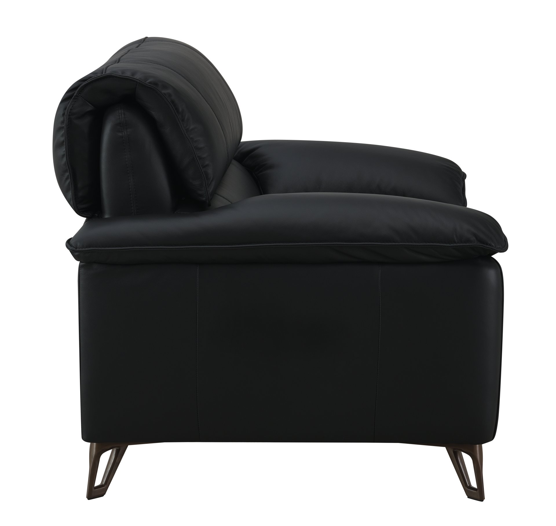Eilene - Top Grain Leather Loveseat - Black - Image 5