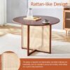 Retro Round Table With Imitation Rattan Rubber Wood - Walnut - Image 6