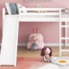 Full Loft Bed With Slide, Multifunctional Design - White - Image 14