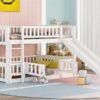 Full Over Full Low Bunk Bed With Slide, Fence And Ladder For Toddler - White - Image 17
