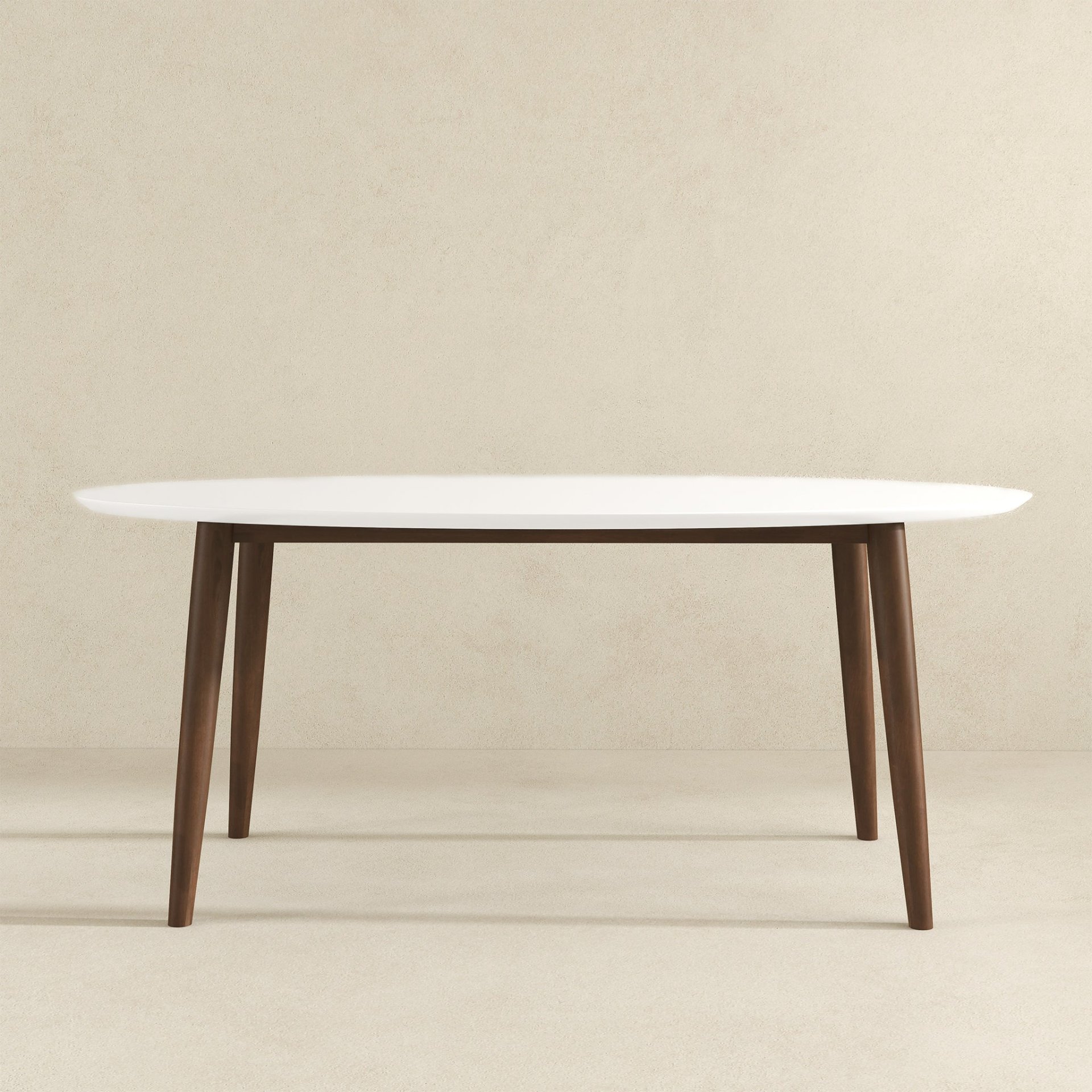 Ada - Mid-Century Modern Style Top Oval Dining Table - Brown / White - Image 5