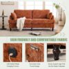 Modern Style Chenille 2 Seater Sofa With LED Light, USB Charging Port & Storage Bag - Orange - Image 5