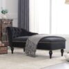 Velvet Chaise Lounge, Button Tufted Right Arm Facing Lounge Chair With Nailhead Trim For Living Room - Black - Image 17