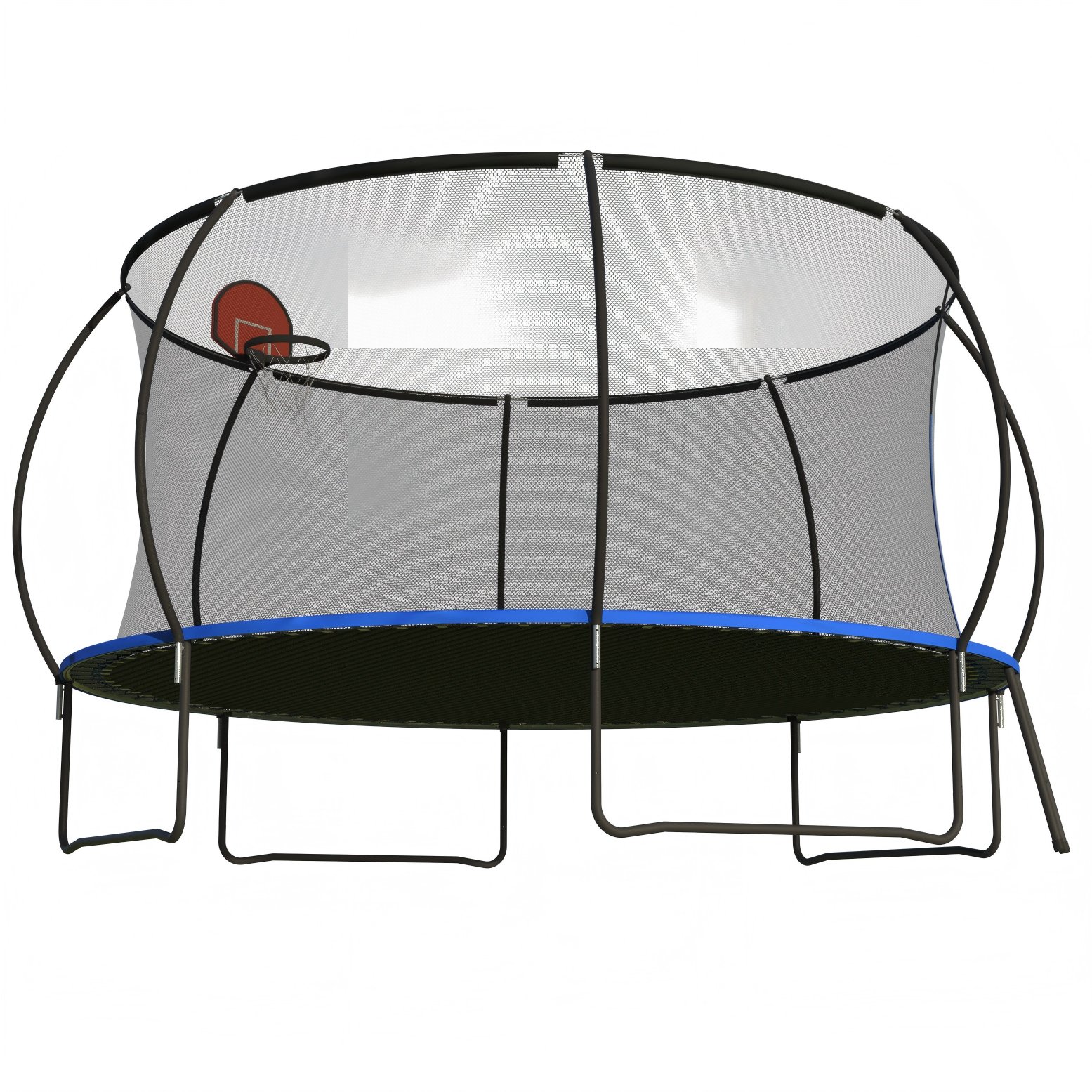 Pumpkin 14 Ft Outdoor Trampoline With Basketball Hoop Enclosure Net Ladder And Metal - Black / Blue - Image 5