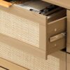 Modern Rattan Dresser With 6 Drawers For Bedroom And Living Room - Oak - Image 8