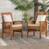 Modern 2 Piece Slat Back Patio Chairs With Cushions - Brown - Image 4