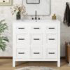 Bathroom Vanity Cabinet With Resin Integrated Sink 4 Drawers, 2 Doors - White - Image 2