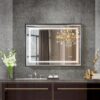 40*30" LED Bathroom Beveled Mirror, 3000 - 6000K Gradient Front And Backlit LED Mirror For Bathroom, 3 Colors Dimmable, Ip54 Enhanced Anti - Fog, Hanging Plates Wall Mount Lighted Mirror - Gray - Image 6