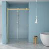 Single Slide Shower Door With 8Mm Tempered Glass And Stainless Steel Frame - Gold - Image 2