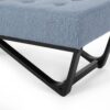 Upholstered Ottoman With Button Tufted Waffle Stitch And Black Geometric Legs - Light Blue - Image 7