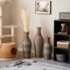 Desktop Vase, Classic And Neat Floor Vase, High Independent Flower Stand, Home Decoration Flower Stand (Set of 3) - Brown Gray - Image 16
