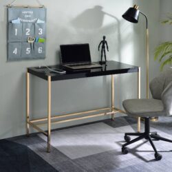 Midriaks - Writing Desk With USB - Black / Gold