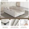 Modular Sectional Bed Couch Set With Pillows Free Combination, Minimalist Style Oversized 6 Seat Convertible Sofa - Cream - Image 8