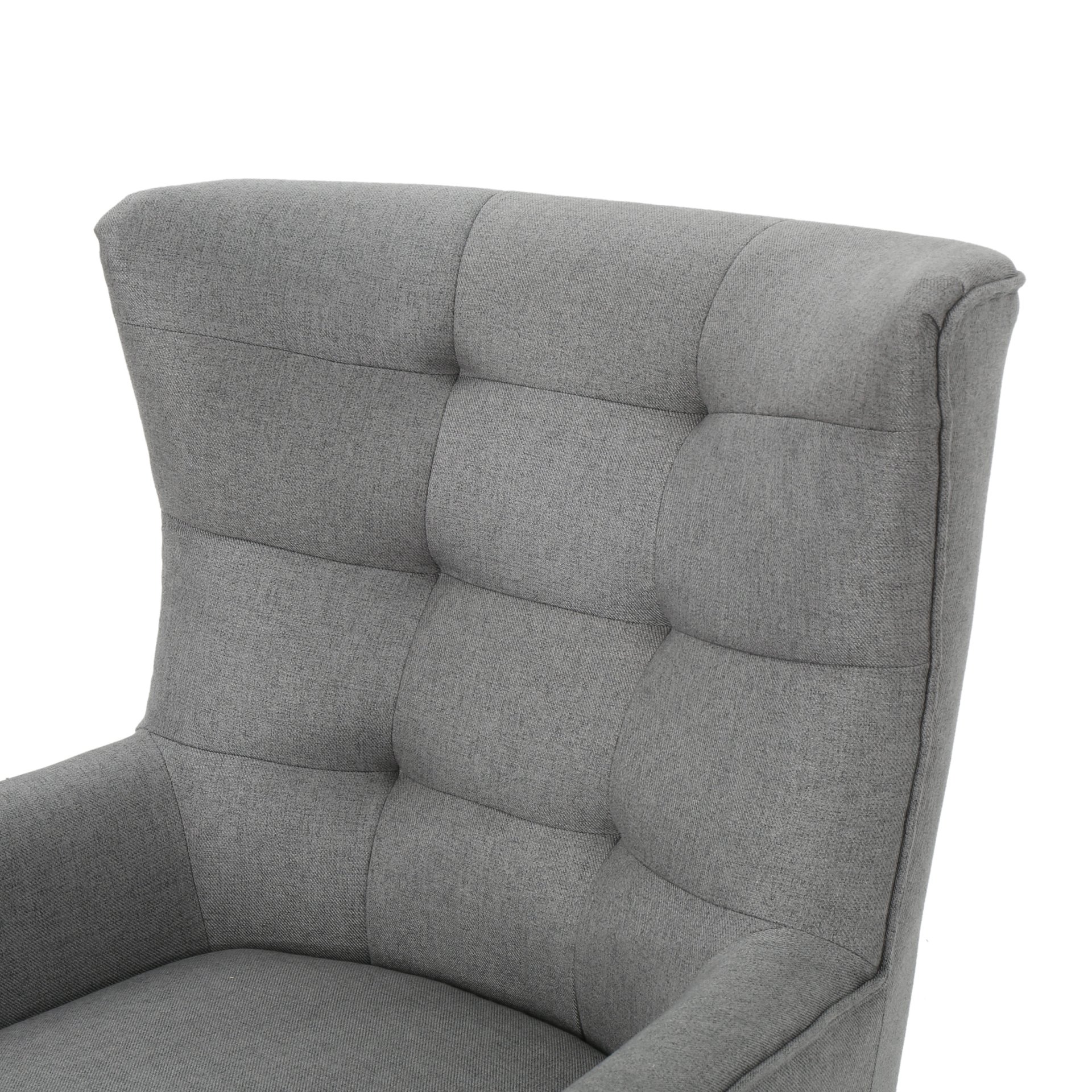 Fabric Club Chair With Rubberwood Legs - Gray - Image 11