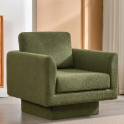 360° Modern Swivel Accent Chair Round Armchair, Thick Padded Single Lounge Sofa Upholstered Comfy - Green