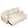 Pull Out Sleeper Sofa L-Shaped Couch Convertible Sofa Bed With Storage Chaise, Storage Racks And USB Ports - Beige - Image 16