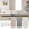 Oversized Corduroy Sectional Sofa, L Shaped Cloud Couch With USB Charging Port, Cup Holder, Deep Seat Sofa Bed With Chaise, Comfy Indoor Furniture - Beige - Image 16