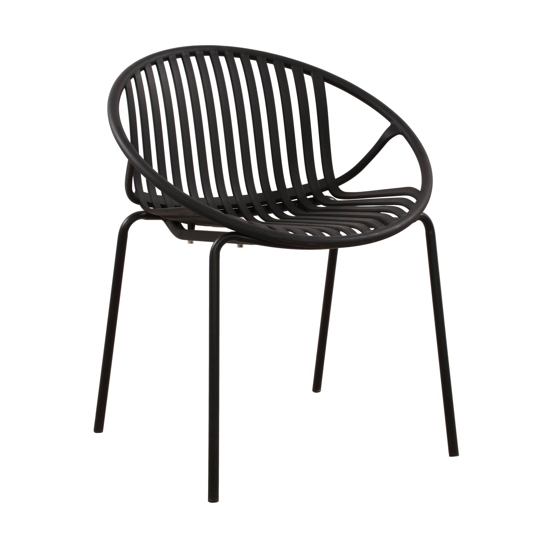 Modern Simple Art Style Patio Dining Chairs With Breathable Design, Metal Legs And Plastic Backrest (Set of 2) - Black - Image 10