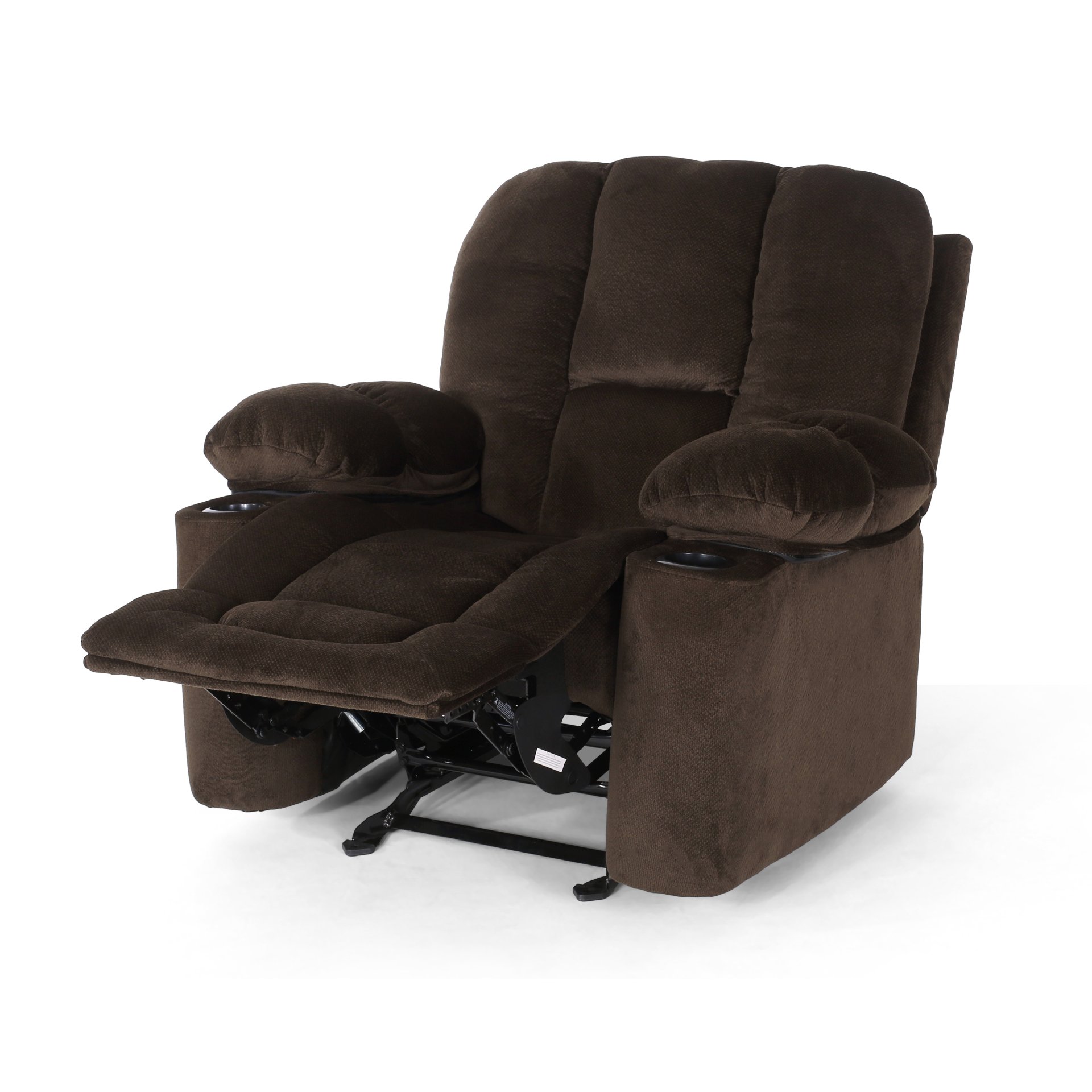 Luxurious Manual Recliner Chair With Skin-Friendly And Dual Cup Holders - Chocolate - Image 6