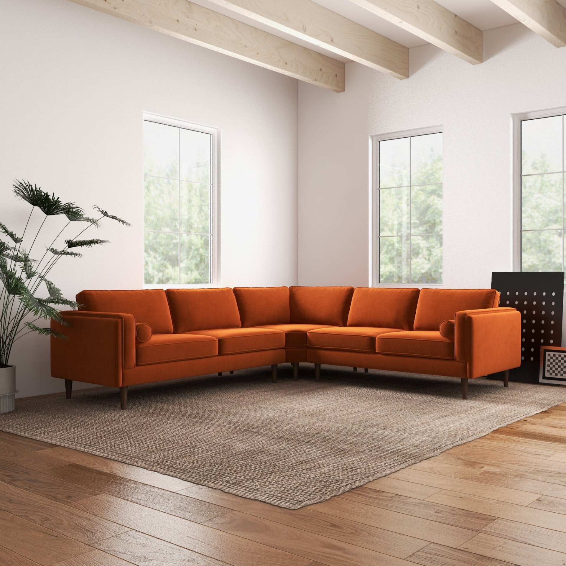Amber - Corner Sectional Sofa - Orange - Image 11
