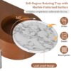 Lift Top Coffee Table With 360 Degree Marble Patterned Rotating Tray, Hidden Compartment, Partially Assembled Wooden Center Table, Modern Oval Lift Tabletop For Home Living Room - Brown - Image 6