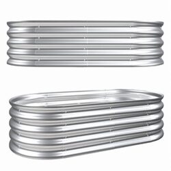 Galvanized Raised Garden Bed Kit For Vegetables Flowers & Herbs Rust Resistant - Silver