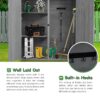 Outdoor Storage Shed With Lockable Door, Wooden Tool Storage Shed With Detachable Shelves & Pitch Roof - Gray - Image 10
