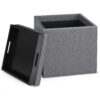 Rockwood - Cube Storage Ottoman With Tray - Slate Gray - Image 2
