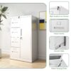 Metal Storage Vertical Filing Cabinet With Lock, 4 Drawers, 1 Door, Steel Construction, School / Office Use - Brushed Nickel - Image 7