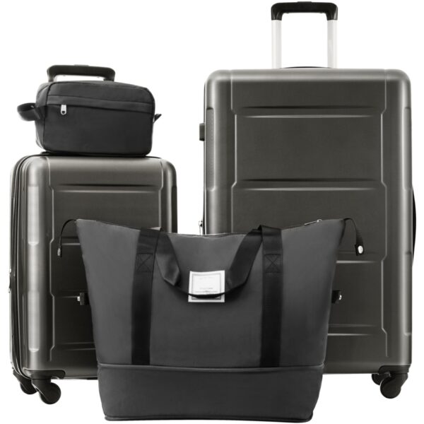 2 Piece Luggage Set With Bags Expanable Spinner Wheels ABS Lightweight Suitcase With Tsa Lock 20" / 28" - Dark Gray