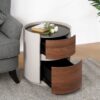 Italian Retro Double Storage Round Side Table - Gray Brown - Image 5