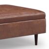 Shay - Mid Century Large Square Coffee Table Storage Ottoman - Distressed Saddle Brown - Image 5