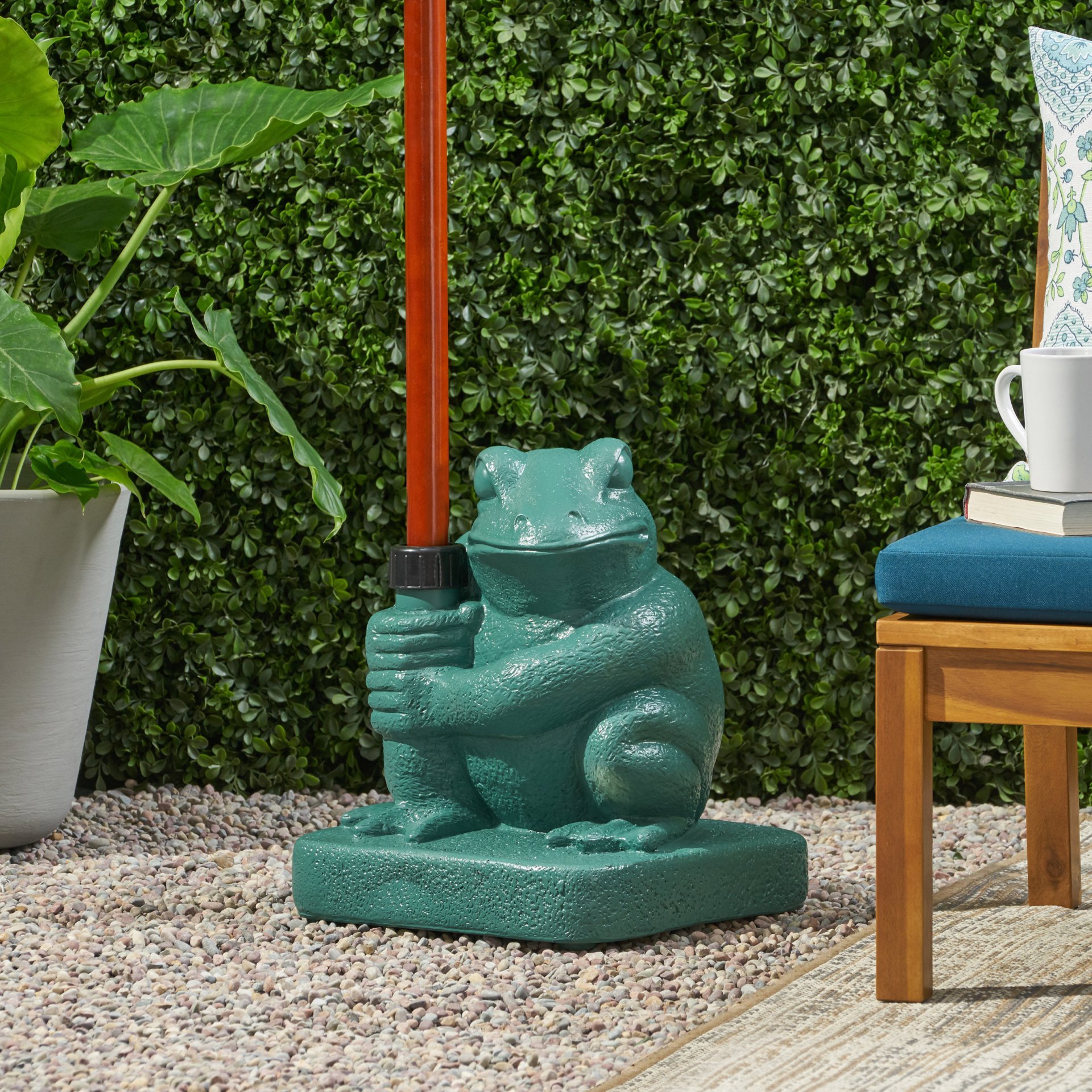 Whimsical - Frog Neptune Umbrella Base Concrete - Green - Image 2
