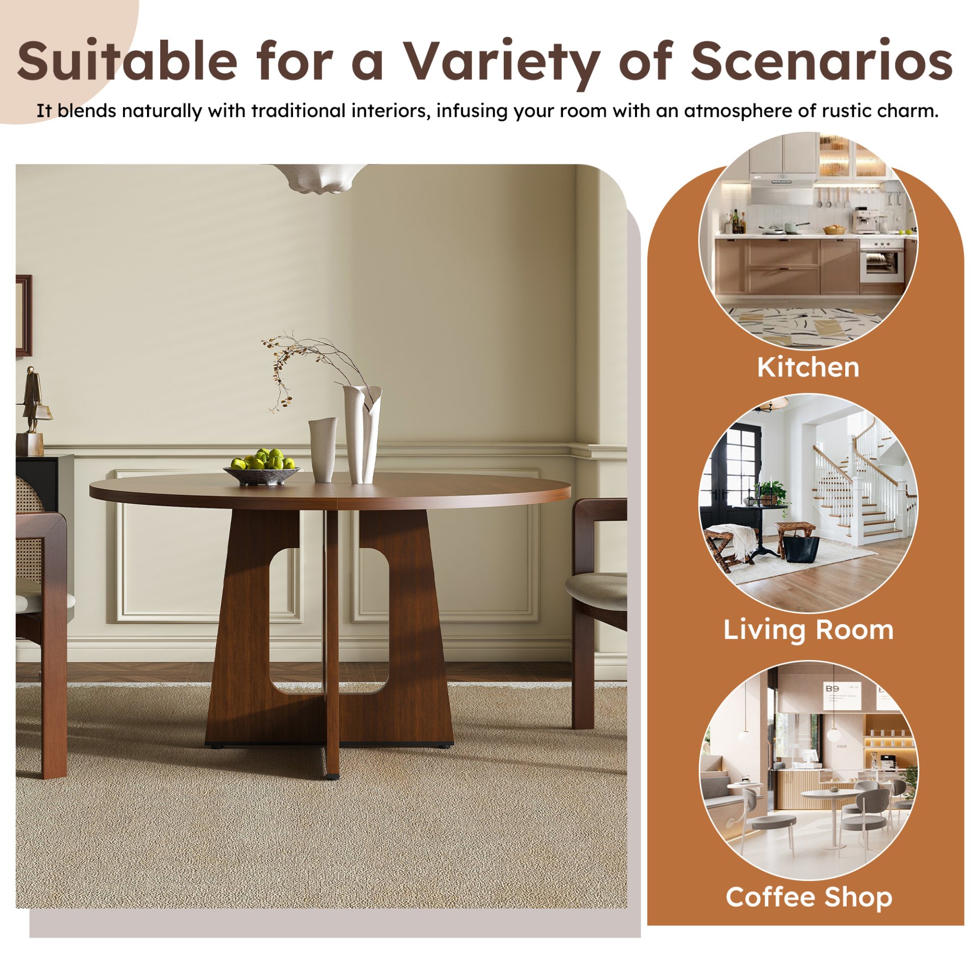 Spiced Round Dining Table For 4 - Walnut - Image 16