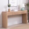 Modern Console Table With 4 Drawers, Entryway Table - Natural - Image 2