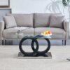 Modern Style Glass Top Coffee Table, Suitable For Living Rooms And Lounge Areas - Black - Image 5