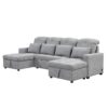 Oversized U - Shaped Sofa Versatile Sectional Sofa Pull Out Sofa Bed With Double Storage Chaise Lounges And 2 USB Ports For Living Room - Gray - Image 14