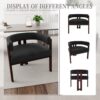 Modern Accent Chair Teddy Upholstered Armchair With Open Back 3 Legs Barrel Dining Chair - Black - Image 6