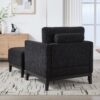 Farmhouse Upholstered Accent Chair With Ottoman Wood Base, Reversible Lid Coffee Table For Living Room Or Office - Black - Image 5
