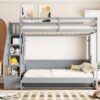 Full Over Full Size Murphy Bed With Hydraulic Lift & Desk Design - Gray - Image 17