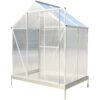Polycarbonate Greenhouse, Heavy Duty Outdoor Aluminum Walk-In Green House Kit With Rain Gutter, Vent And Door For Backyard Garden - Aluminium - Image 3