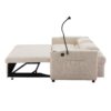 Convertible Sofa Bed Loveseat Sofa With Three USB Ports, Two Side Pockets, Two Cup Holders And 360° swivel Phone Holder For Living Room - Beige - Image 23